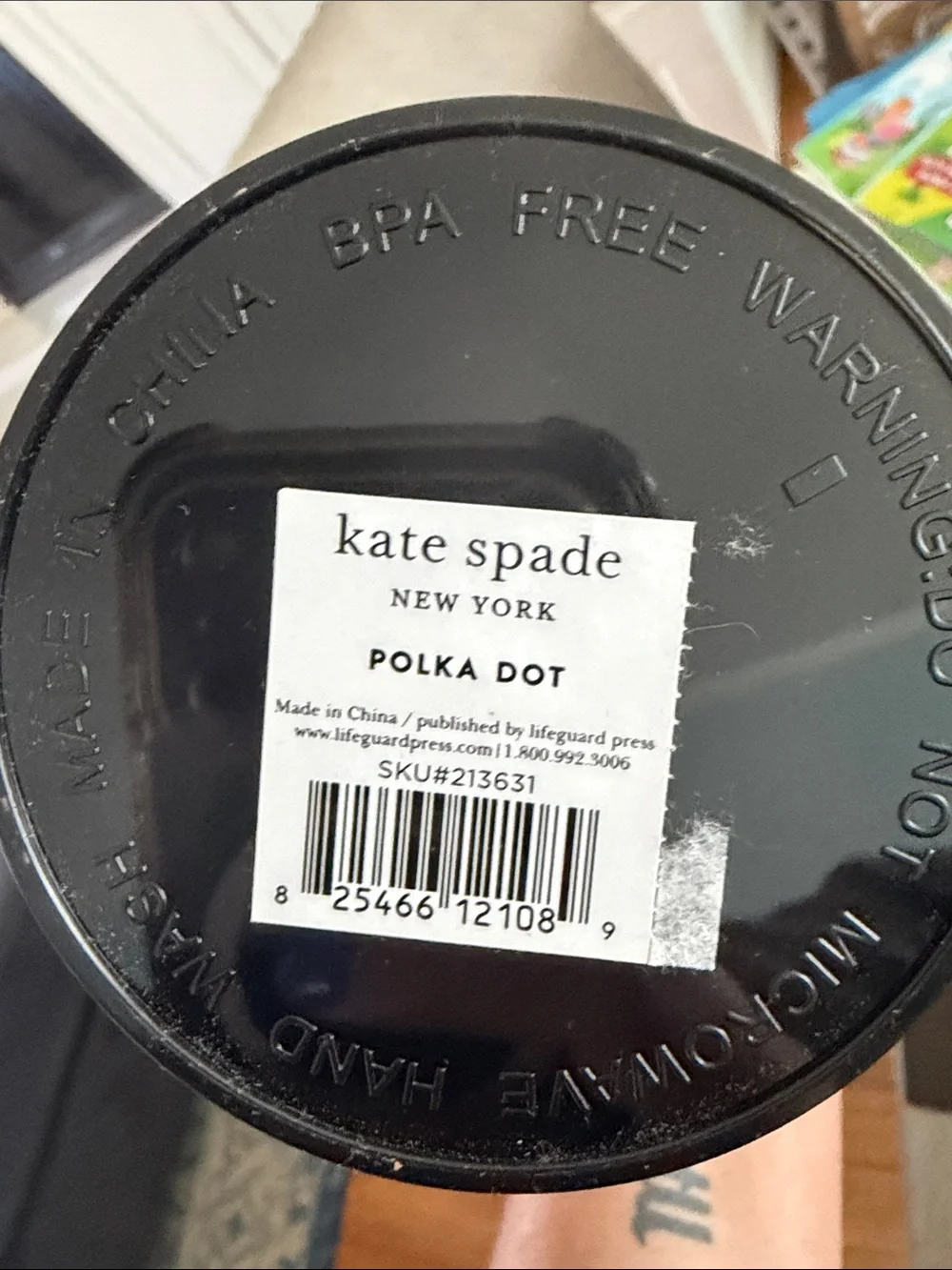 kate spade Black and White Polka Dot Tumbler with Straw